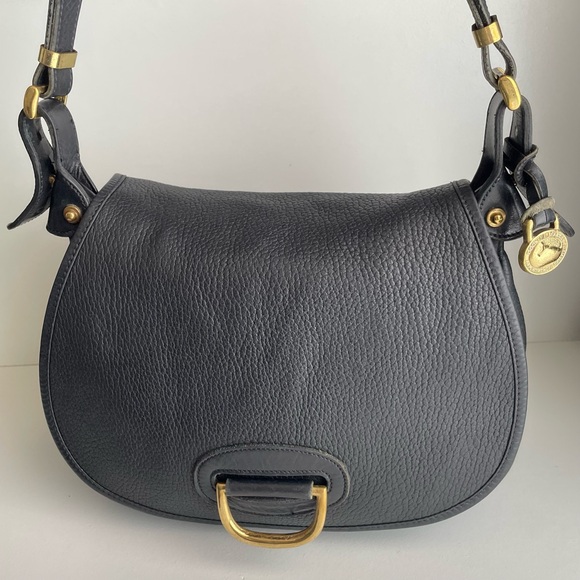 Dooney and Bourke black leather horseshoe saddle bag awl - Picture 2 of 16